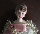 Antique Bisque Doll Head Pin Cushion - 4 3 4  Wide