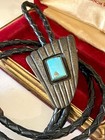 Vintage Navajo Turquoise   Sterling Silver Bolo Tie