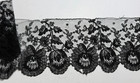 Antique Lace - Black Lace Ruffle With Chantilly-style Flowers - 19th Century