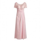 Women s Blush Pink Lace Chiffon Long Evening Formal Gown Dress Size 8 New