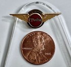 Vintage 1950s 10k Yellow Gold Delta Airline Wings Lapel Pin Red Enamel Logo