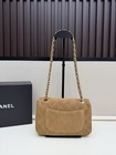 Camel Suede Quilted Flap Bag Gold   tone Chain Women Shoulder Crossbody Purse