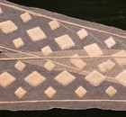 Antique Victorian 19th C Embroidered Diamond Lace Edging Trim