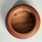 Vintage Mid-century Modern Turned Wood Lidded Bowl Canister Ribbed Design