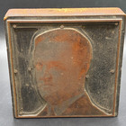 Antique Letterpress Printing Block Halftone Portrait Copper Wood Mounted 3x3
