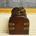 Antique Wooden Trunk Trinket Box With Handle Vintage Jewelry Storage Chest  6 3 