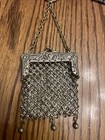 Antique Victorian Art Nouveau Silver Metal Qchain Mesh Change Purse