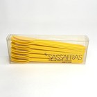 Vintage Sassafras Yellow Plastic Reusable Cutlery Set Nib Spoons Forks Knives