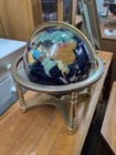 Table Top World Globe Lapis Gemstone - Brass 