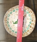 Round Shell Mosaic Elephant Decorative Bowl 6 In  Brown green white