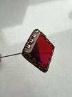 Vintage Brass And Red Glass Hatpin