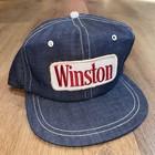 Vintage Winston Hat Cap Cigarettes Advertising Denim Blue Jean Deadstock 60s Nos