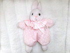 Vintage Russ Berrie Hoppity Bunny Rabbit Bean Stuffed Plush Pink Polka Dot Clown