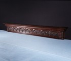 63  Wide Antique Gothic French Solid Oak Wood Panel crest Pediment W carvings