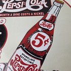 Vintage Pepsi-cola 5   Bottle Porcelain Sign - Worth Dime Nickel Soda Fountain