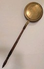Antique Copper   Brass Bed Warmer Turned Wood Handle Hearth Early To Mid 1800s