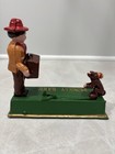 Vintage Cast Iron Monkey Mechanical Coin Bank Works