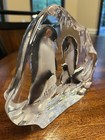 Thick Glass Iceberg Penguin Family Sculpture