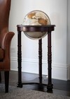 Lancaster World Globe - Bronze Metallic Map   Dark Cherry Wood Floor Stand