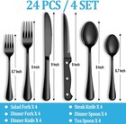 24 Piece Black Stainless Steel Cutlery Set For 4 Utensils Dishwasher Safe