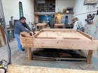 Rustic Oak Lumber Arch Top Door Solid Wood Storybook Moon Cut Out Glass Panels