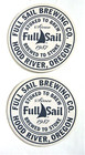 2 Full Sail Brewing Company Cardboard Coasters Hood River  Oregon - 4  Round
