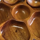 Vtg Mcm Woods Of Hawaii Monkey Pod Wood Lazy Susan Flower Serving  2 Tray Spoons