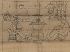 Rare Vtg Rug Hooking Pattern Country Store Karlcraft  Men Country Burlap 29 x24 
