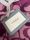 Coach Blue Leather Id document Holder Lanyard With Clear Id Window