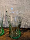 Coca-cola Green Contour Glasses 6    Embossed Coke Logo Tumblers Set Of 3