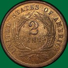 1865 Red Brown Two Cent Piece Uncirculated Unc Coin  43067
