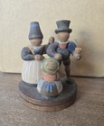 Rare Vintage Original Erzgebirge German Wooden Figurine Family Of Three