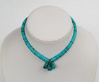 Vtg Native American Santo Domingo Turquoise Heishi Coral Silver Choker Necklace