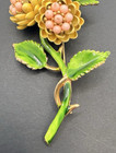 Vintage Enamel Mcm Pink Yellow Flower Bouquet Brooch Gold Tone 2 75  Retro