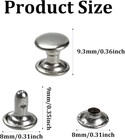 50 Sets 8mm Silver Double Cap Leather Rivets Brass Studs For Crafts   Repair