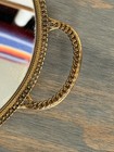 Vtg Vanity Tray Mirrored Gold Oval 17x11 Handles Chain Link Design Velvet Back