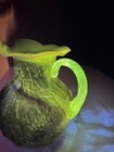 Mosser Cable And Grape Amethyst Purple Clear Handle Glass Pitcher   5 Tumblers