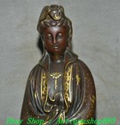 13   Marked Purple Bronze 24k Gold Gilt Kwan-yin Guanyin Quanyin Buddha Statue