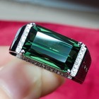 Natural Blue Green Tourmaline Ring For Men Gemstone Inlay Male  Gift