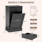 13 Gallon Hidden Wooden Trash Can Cabinet With Drawer  Black