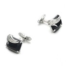 Black Silver Men Cufflinks Jewelry Rhinestone Classic Cuff Link 1 Pair Of Shirt