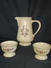 European Vanity Wash Bowl   Pitcher  French Country  Vintage 4pc Stoneware Set