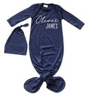 Personalized First  Middle Name Silky Baby Knotted Gown For Boys   Girls