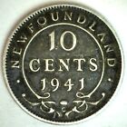 1941 C Newfoundland Silver 10 Cent Coin Circulated You Grade George Iv Ruler