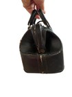 Antique Leather Doctor Bag Distressed Hard Case Black Wide Mouth No Key Medical