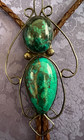 Unusual Native American Vintage Sterling Silver Bolo Tie 4 Turquoise Cabs