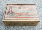 Antique Wooden Advertising Box Crate W  Lid Compass Brand Johns Cove Nova Scotia