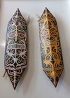 Two Vintage Hand Painted Dayak Shields  Borneo Indonesia Tribal Art 13 5   