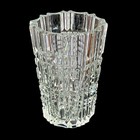 Art Deco Beveled Cut Lead Crystal Vase Faceted Ornate Paneled Bohemian Vintage