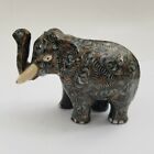 Antique Hand-carved Wooden Asian Indian Elephant Statue Painted Sculpture 3 5 